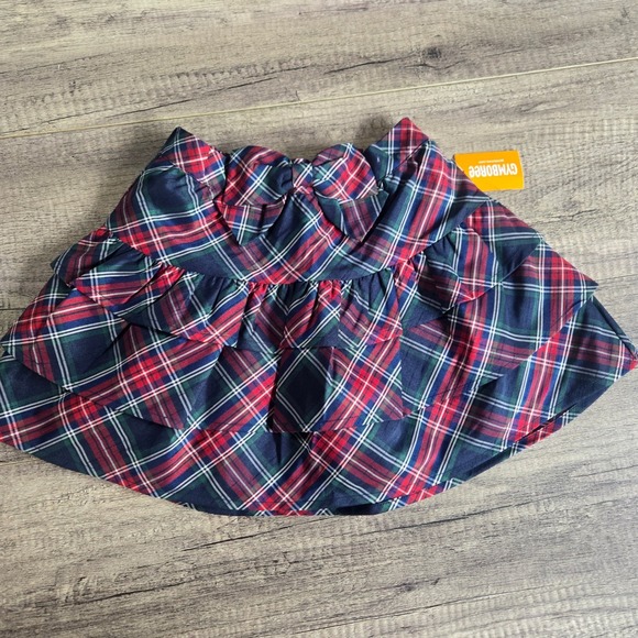 Gymboree Other - Gymboree Girls Size 7 Plaid Tiered Ruffle Skirt Navy Red Holiday Bow 3048934 NEW